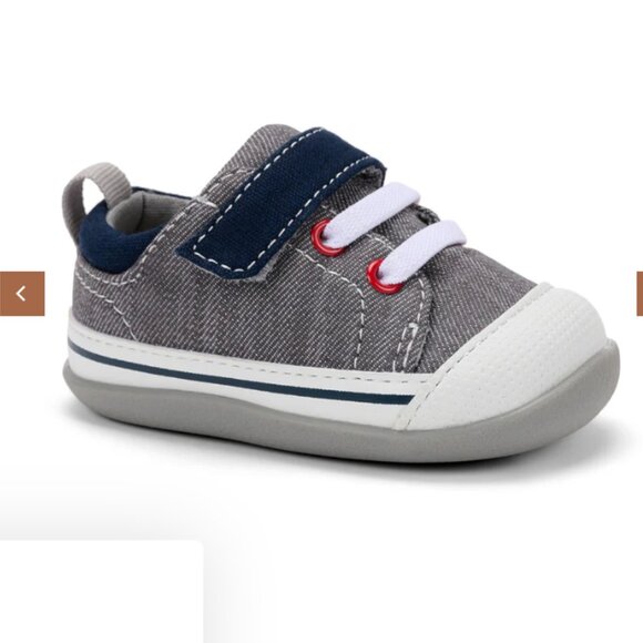 See Kai Run Stevie First Walker Gray Denim Size 3C - Picture 1 of 6